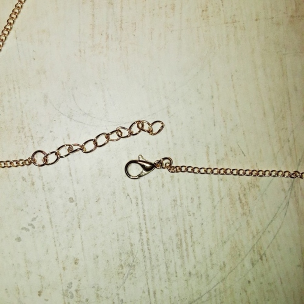Geometric V Pendant Minimalist Gold Long Necklace - Picture 5 of 5
